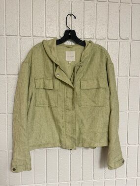 Avec Les Filles Light Green Hooded Utility Jacket